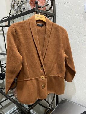 Alfani Caramel Brown Three-Button Knit Blazer